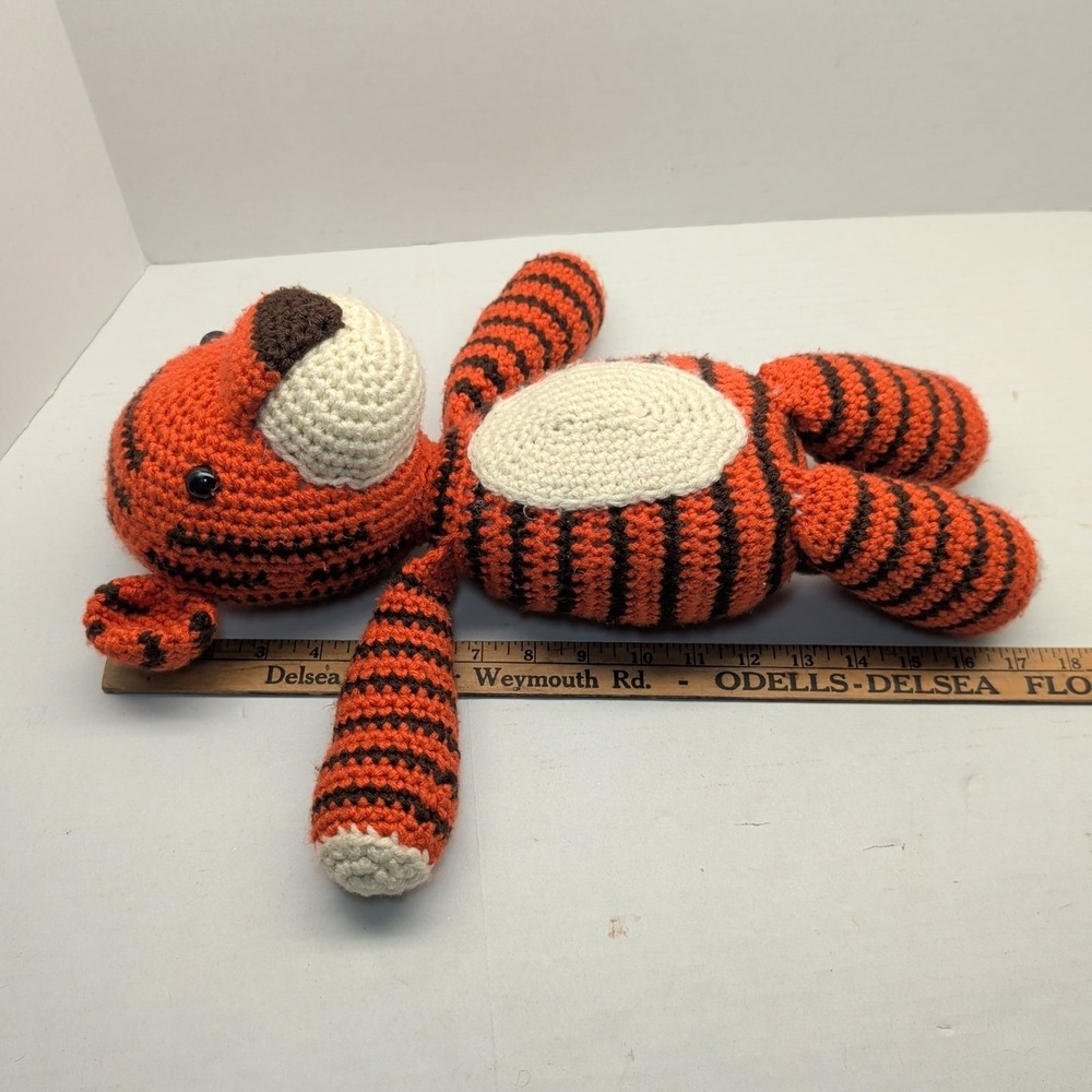 Handmade Crochet Orange Tiger Striped Amigurumi Plush Stuffed Animal 17 inch - Picture 7 of 7
